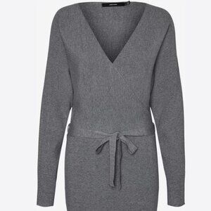 Vero Moda Grey Knit Wrap Dress